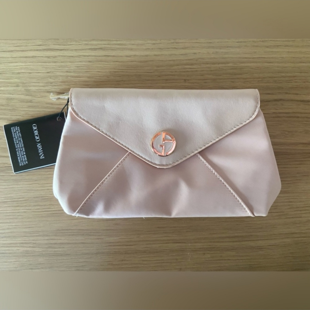 Giorgio Armani Pink Clutch with Envelope Design and Soft Texture
